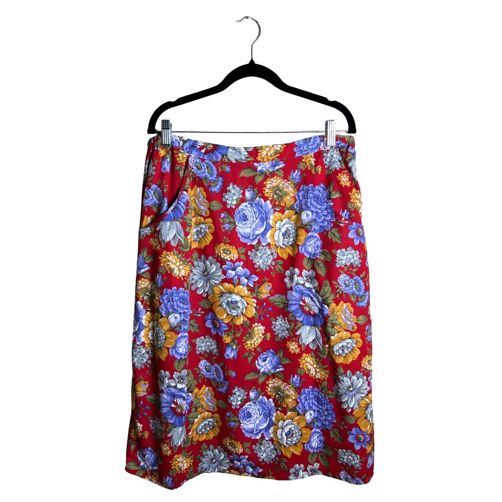 90s Vintage Floral Midi Skirt Women's Large‎ Cottagecore Coastal Grandmother